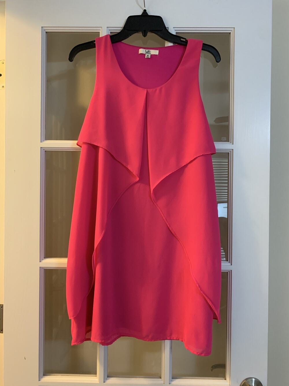 YA los angeles hot pink classy shift dress sleeveless dress womens MEDIUM